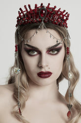 Red Irregular Women's Gothic Crystal Cross Headwear
